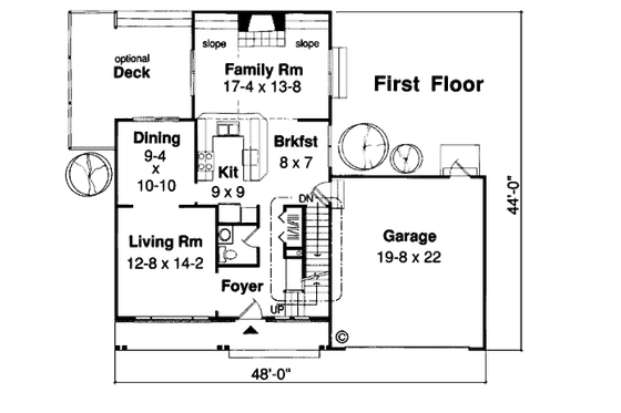 Floor Plan - Main Floor for Traditional House Plan #312-845 - 3 bed, 2.5 bath