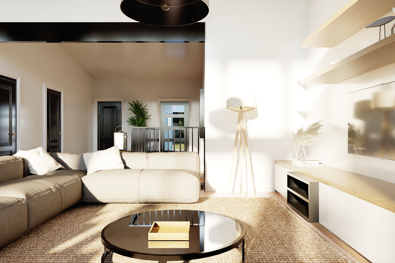 House Blueprint - Interior - Family Room 1 for Contemporary House Plan #1064-449 - 3 bed, 3.5 bath