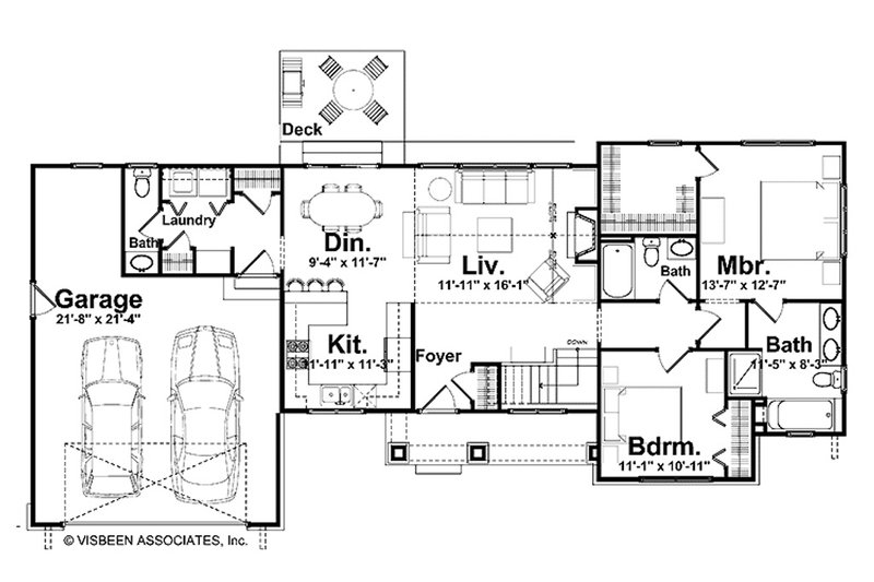 House Blueprint - Floor Plan - Main Floor for Farmhouse House Plan #928-426 - 2 bed, 2.5 bath