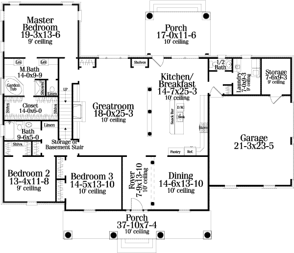 Architectural House Design - Traditional Floor Plan - Main Floor Plan #406-133