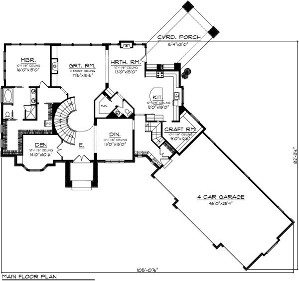 House Blueprint - European Floor Plan - Main Floor Plan #70-1109