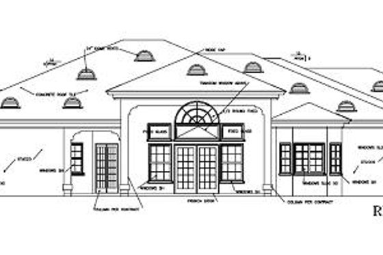 Exterior - Rear Elevation for Adobe / Southwestern House Plan #1-602 - 3 bed, 2 bath