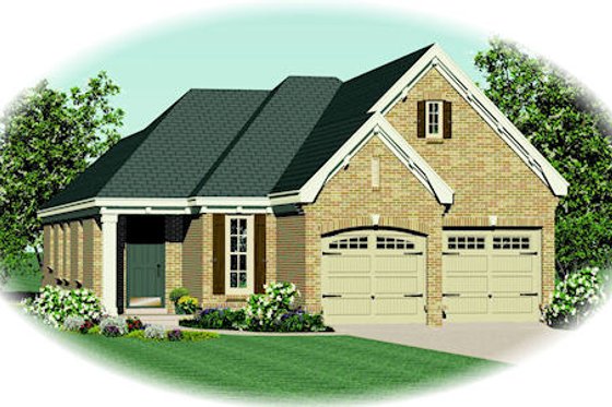 Exterior - Front Elevation for European House Plan #81-13844 - 3 bed, 2 bath
