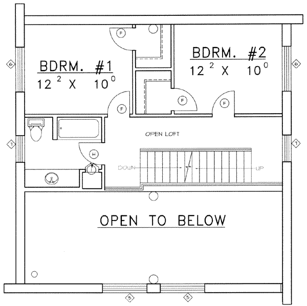 House Blueprint - Log Floor Plan - Upper Floor Plan #117-413
