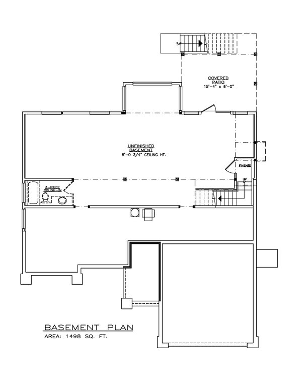 House Blueprint - Floor Plan - Lower Floor for Craftsman House Plan #1100-122 - 3 bed, 2 bath