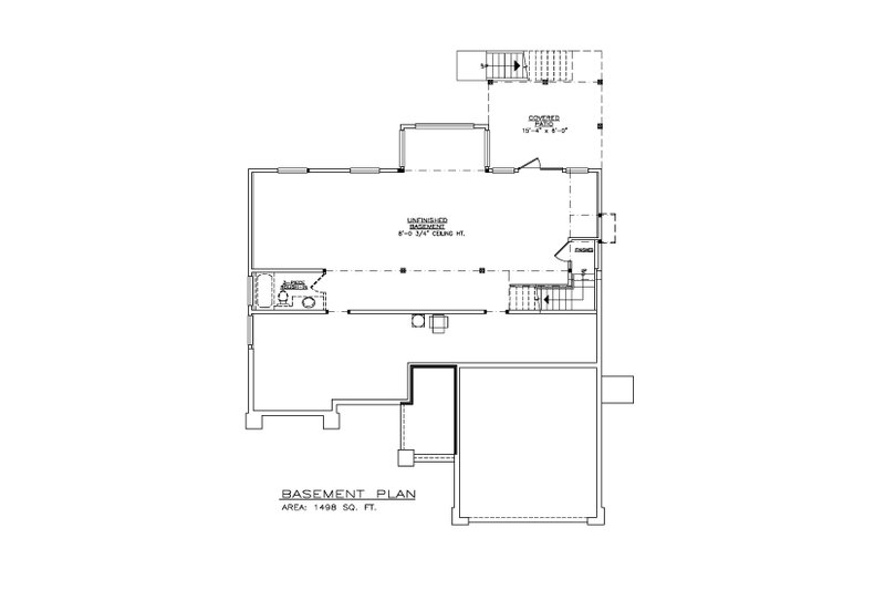 House Blueprint - Floor Plan - Lower Floor for Craftsman House Plan #1100-122 - 3 bed, 2 bath
