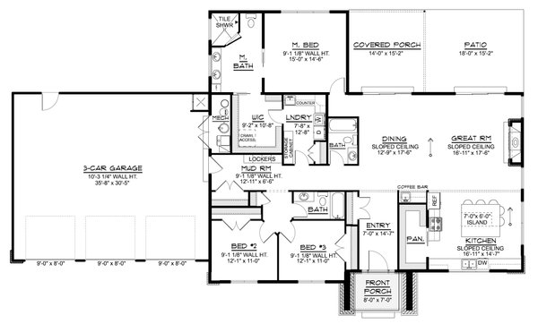 House Blueprint - Floor Plan - Main Floor for Modern House Plan #1064-503 - 3 bed, 3 bath