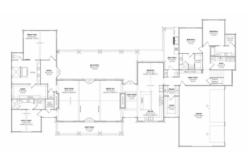 Dream House Plan - Floor Plan - Main Floor for Country House Plan #1096-208 - 4 bed, 5.5 bath