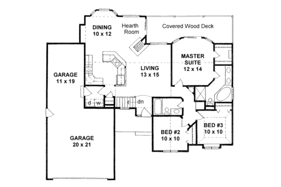 Floor Plan - Main Floor for Traditional House Plan #58-172 - 3 bed, 2 bath