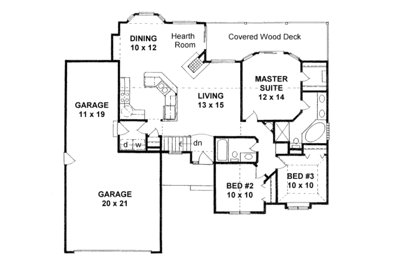 Dream House Plan - Floor Plan - Main Floor for Traditional House Plan #58-172 - 3 bed, 2 bath