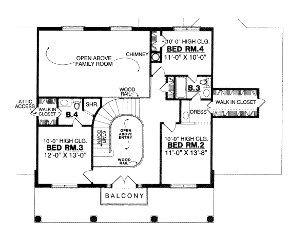 Home Plan - Southern Floor Plan - Upper Floor Plan #40-112