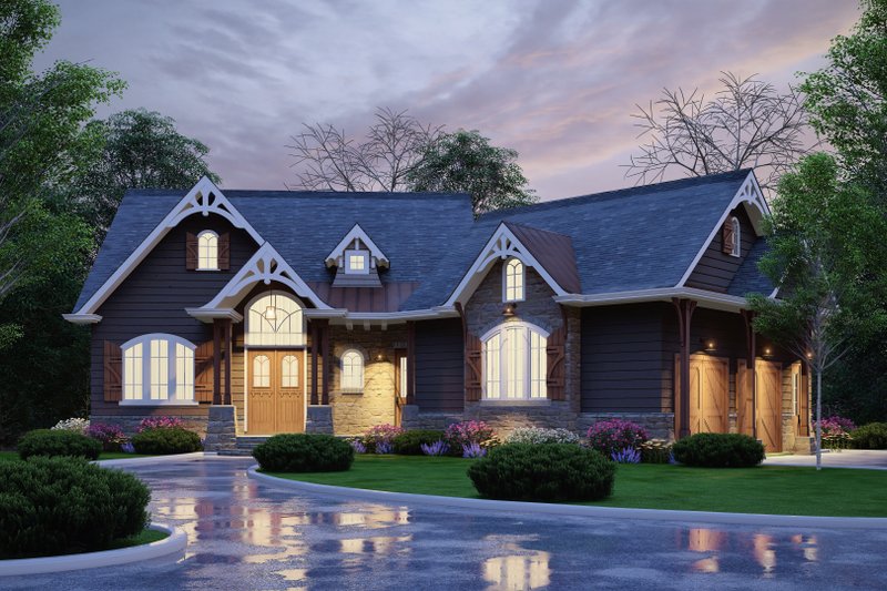 House Blueprint - Exterior - Front Elevation 3 for Ranch House Plan #54-444 - 3 bed, 2.5 bath