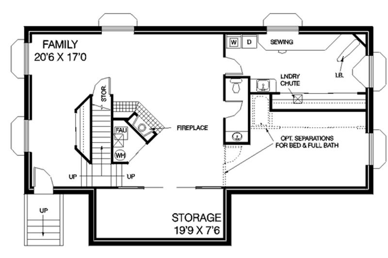 Home Plan - Floor Plan - Lower Floor for Modern House Plan #60-453 - 3 bed, 2.5 bath