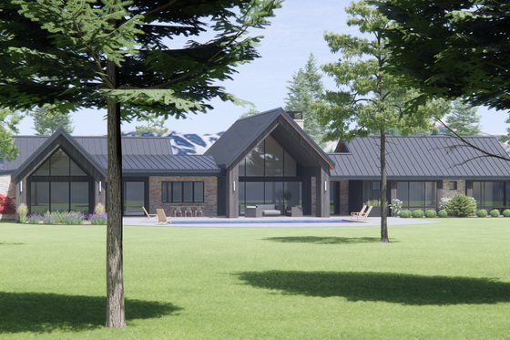 Exterior - Rear Elevation 1 for Modern House Plan #1096-48 - 4 bed, 3.5 bath