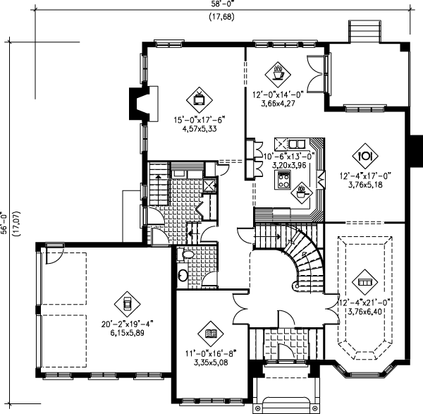 European Floor Plan - Main Floor Plan #25-2171