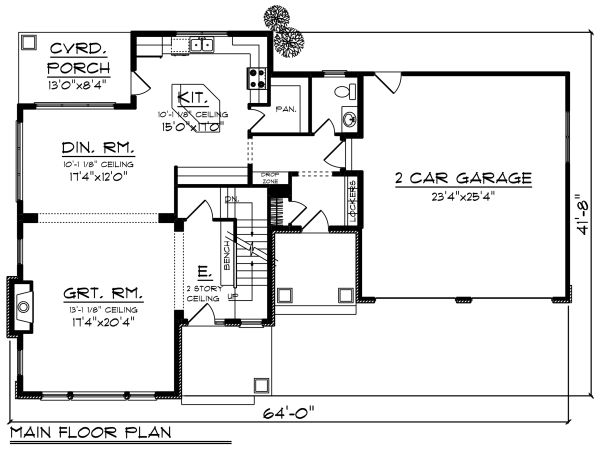 Craftsman Floor Plan - Main Floor Plan #70-1276