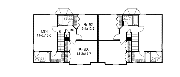 Traditional Floor Plan - Upper Floor Plan #57-391