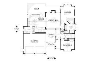 Floor Plan - Main Floor for Craftsman House Plan #48-601 - 4 bed, 3 bath