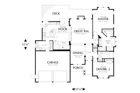 Floor Plan - Main Floor for Craftsman House Plan #48-601 - 4 bed, 3 bath