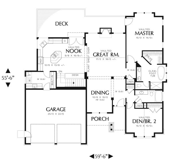 House Plan Design - Craftsman Floor Plan - Main Floor Plan #48-601