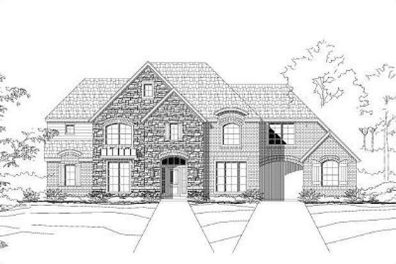 Exterior - Front Elevation for European House Plan #411-829 - 5 bed, 3.5 bath