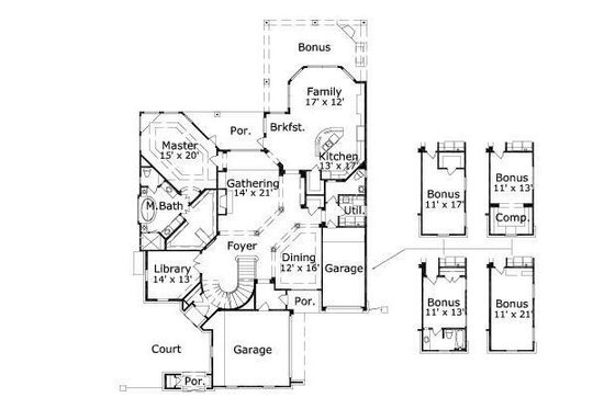 Floor Plan - Main Floor for European House Plan #411-820 - 4 bed, 3.5 bath