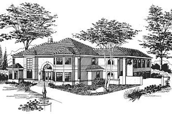 Exterior - Front Elevation for Mediterranean House Plan #15-240 - 5 bed, 4 bath