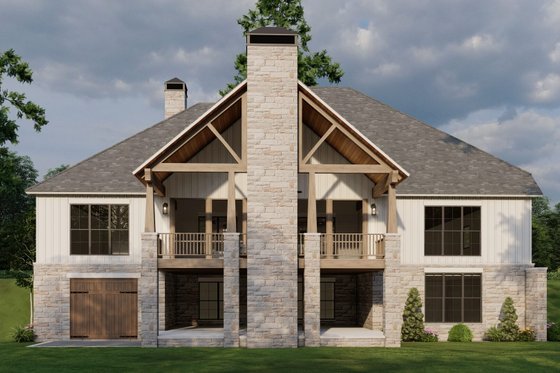 Exterior - Rear Elevation for Craftsman House Plan #923-364 - 3 bed, 3.5 bath