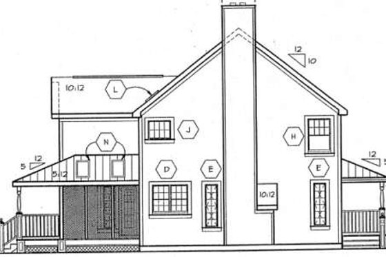 Exterior - Rear Elevation for Country House Plan #312-470 - 4 bed, 2.5 bath