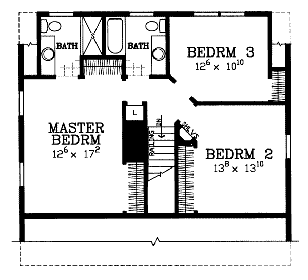 House Blueprint - Colonial Floor Plan - Upper Floor Plan #72-120