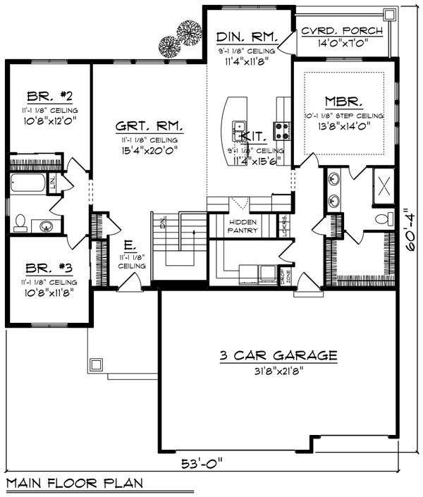 House Design - Ranch Floor Plan - Main Floor Plan #70-1243