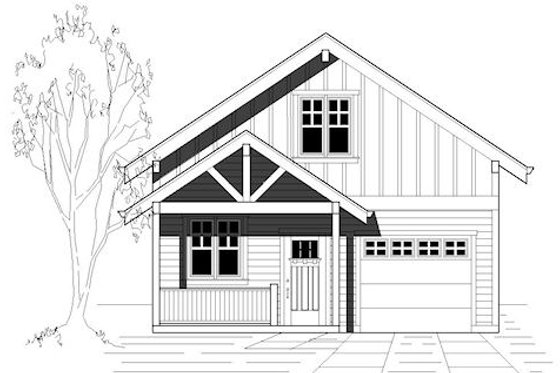 Exterior - Front Elevation for Craftsman House Plan #423-34 - 3 bed, 2 bath