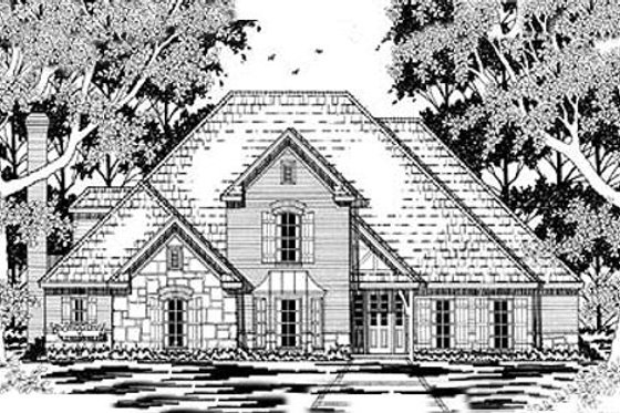 Exterior - Front Elevation for European House Plan #42-278 - 4 bed, 3.5 bath