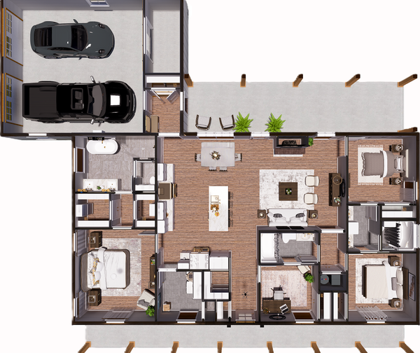 House Blueprint - Floor Plan - Main Floor 2 for Farmhouse House Plan #44-320 - 4 bed, 3 bath