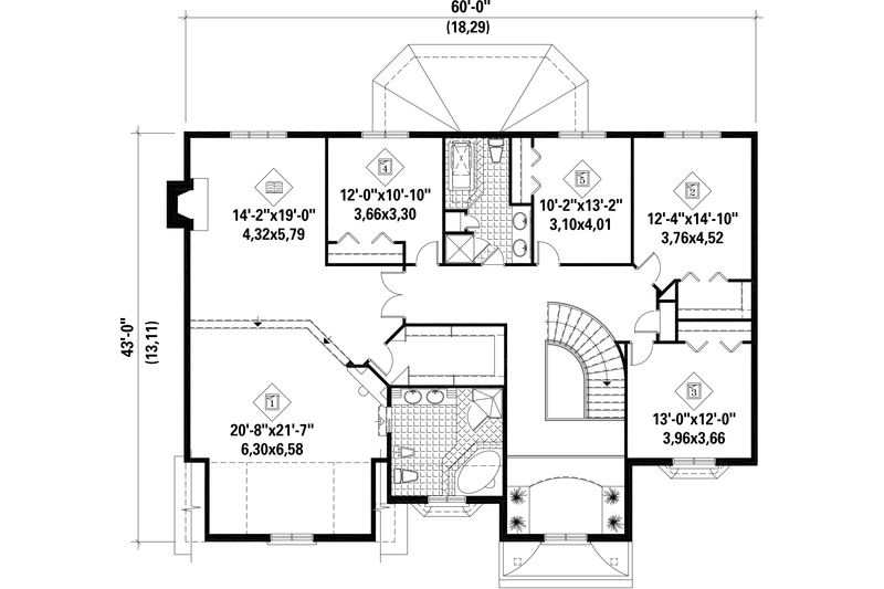 Dream House Plan - Floor Plan - Upper Floor for European House Plan #25-4715 - 5 bed, 2 bath