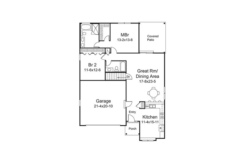 Dream House Plan - Floor Plan - Main Floor for Ranch House Plan #57-647 - 2 bed, 2 bath