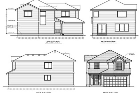 Exterior - Rear Elevation for Traditional House Plan #100-413 - 3 bed, 2.5 bath