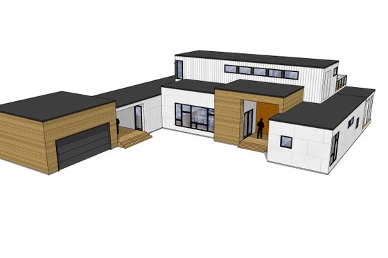 Exterior - Front Elevation for Modern House Plan #909-4 - 4 bed, 3 bath