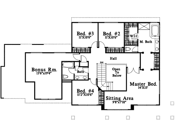 Traditional Floor Plan - Upper Floor Plan #78-202