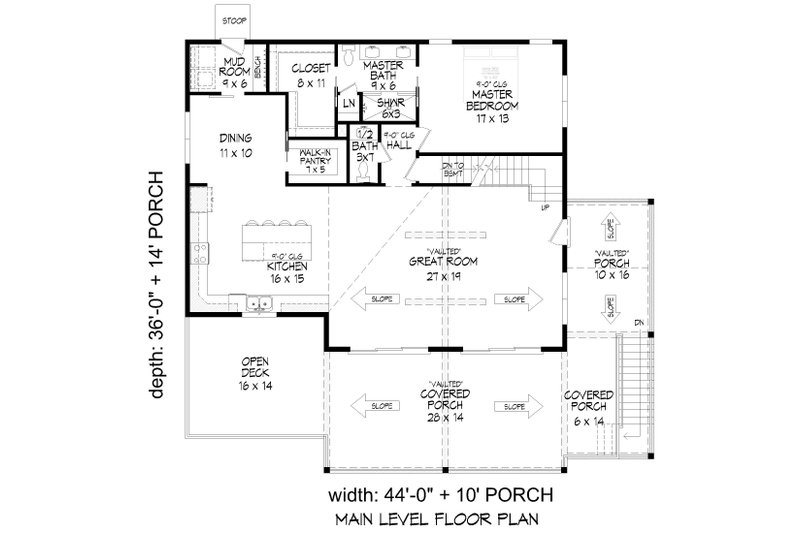 House Blueprint - Floor Plan - Main Floor for Country House Plan #932-1454 - 3 bed, 2.5 bath