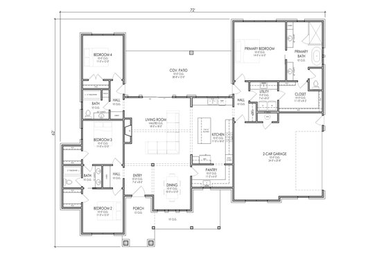 Floor Plan - Main Floor for Farmhouse House Plan #1119-6 - 4 bed, 3 bath