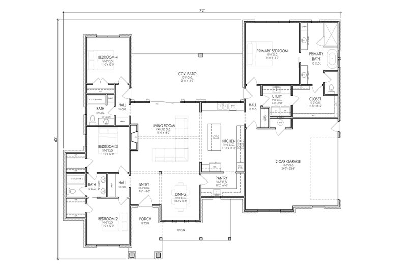 Dream House Plan - Floor Plan - Main Floor for Farmhouse House Plan #1119-6 - 4 bed, 3 bath
