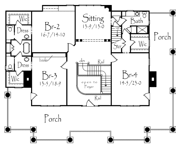 Southern Floor Plan - Upper Floor Plan #71-125