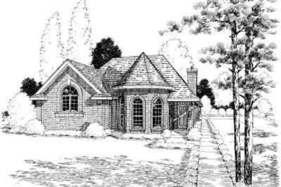 Exterior - Front Elevation for European House Plan #312-336 - 3 bed, 3 bath