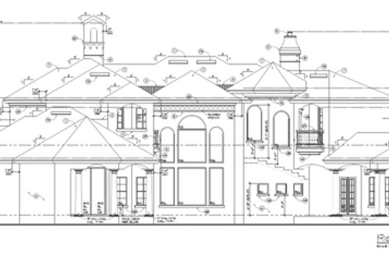 Exterior - Rear Elevation for Mediterranean House Plan #135-202 - 6 bed, 5 bath