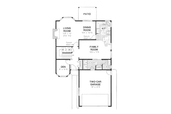 Floor Plan - Main Floor for Traditional House Plan #18-9101 - 4 bed, 2.5 bath