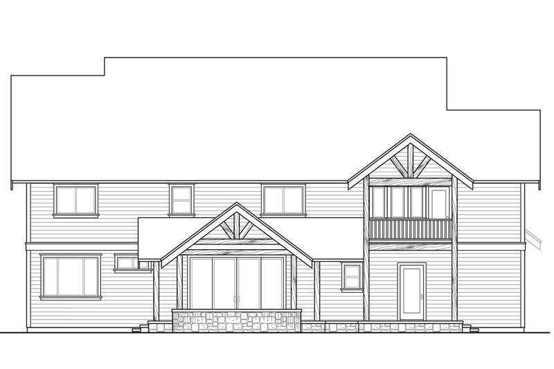 House Blueprint - Exterior - Rear Elevation for Craftsman House Plan #124-1000 - 3 bed, 4 bath