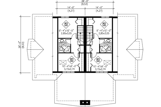 Floor Plan - Upper Floor for Modern House Plan #25-372 - 3 bed, 2 bath