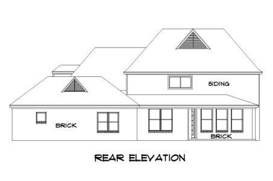 Exterior - Rear Elevation for European House Plan #424-33 - 5 bed, 3.5 bath