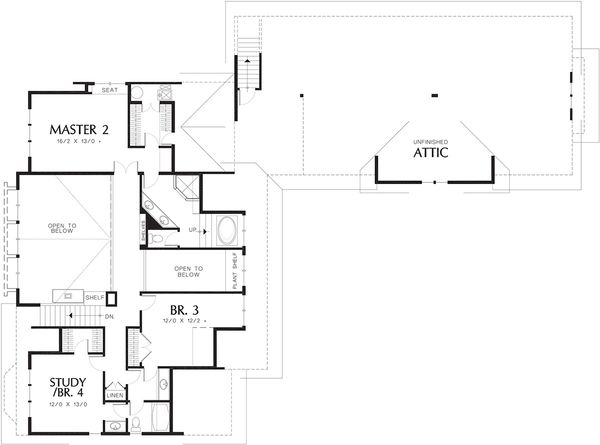 Architectural House Design - Craftsman Floor Plan - Upper Floor Plan #48-148